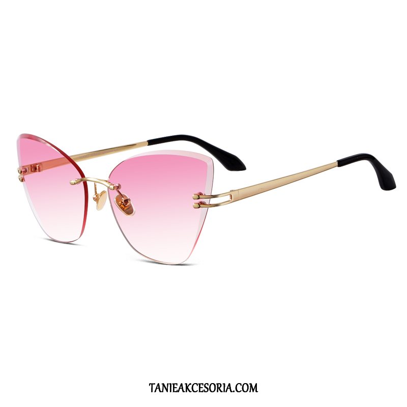 Damskie Okulary Przeciwsłoneczne Moda Eleganckie Nowy, Okulary Przeciwsłoneczne Okrągła Twarz Trendy Damska Gold