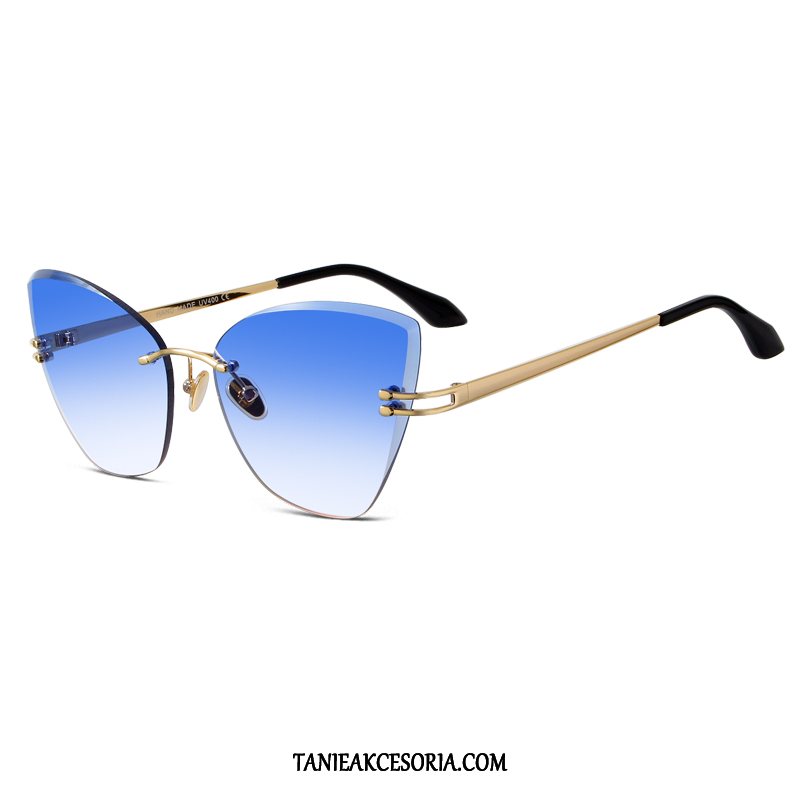 Damskie Okulary Przeciwsłoneczne Moda Eleganckie Nowy, Okulary Przeciwsłoneczne Okrągła Twarz Trendy Damska Gold