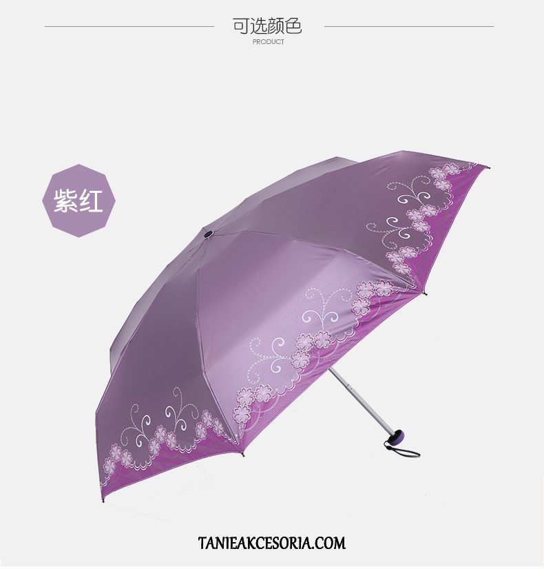 Damskie Parasol Purpurowy Ochrona Przed Słońcem Mini, Parasol Anty-uv Słońce Schwarz