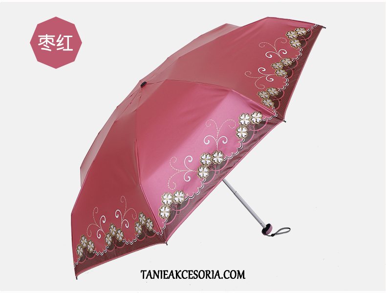 Damskie Parasol Purpurowy Ochrona Przed Słońcem Mini, Parasol Anty-uv Słońce Schwarz