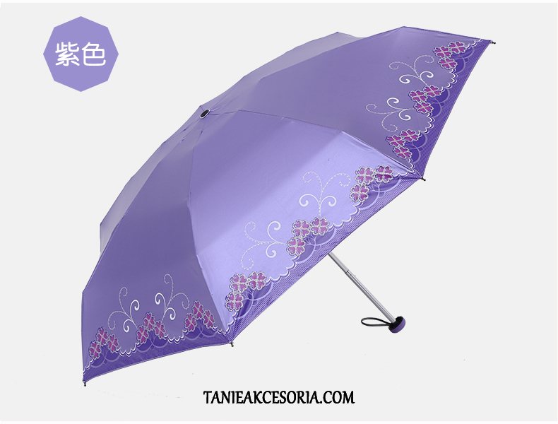 Damskie Parasol Purpurowy Ochrona Przed Słońcem Mini, Parasol Anty-uv Słońce Schwarz