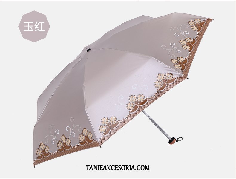 Damskie Parasol Purpurowy Ochrona Przed Słońcem Mini, Parasol Anty-uv Słońce Schwarz