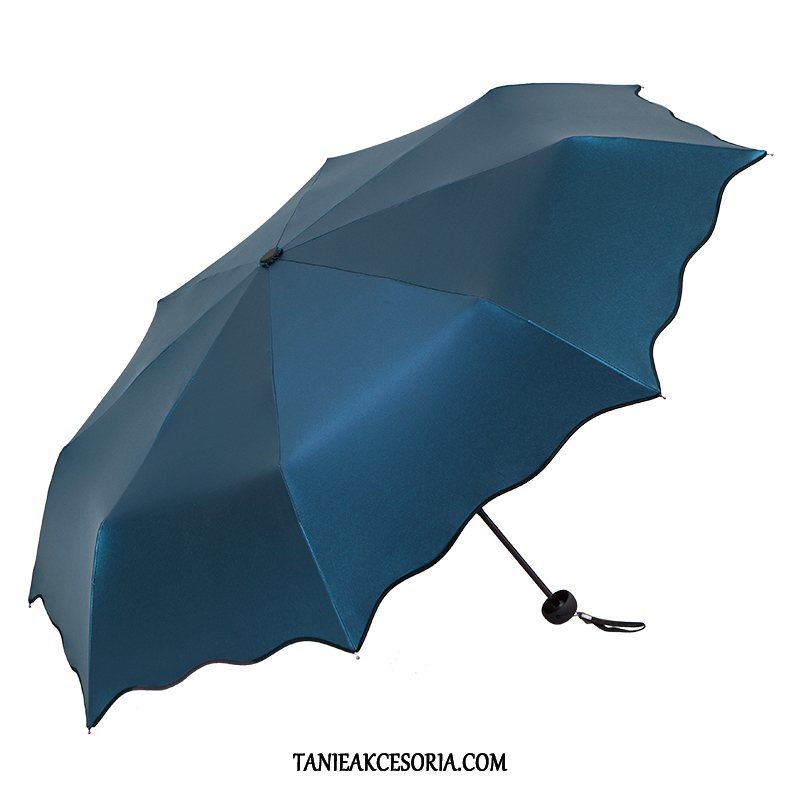 Damskie Parasol Składać Ochrona Przed Słońcem Damska, Parasol Słońce Super Anty-uv Blau Schwarz