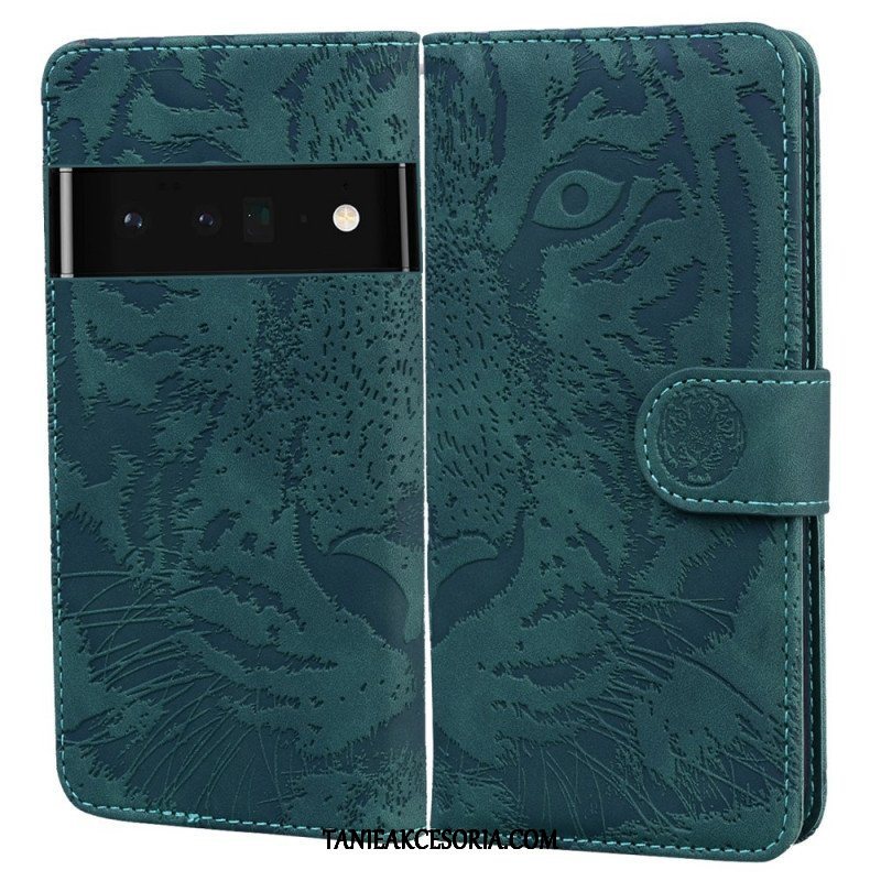 Etui Folio do Google Pixel 6 Nadruk Twarzy Tygrysa