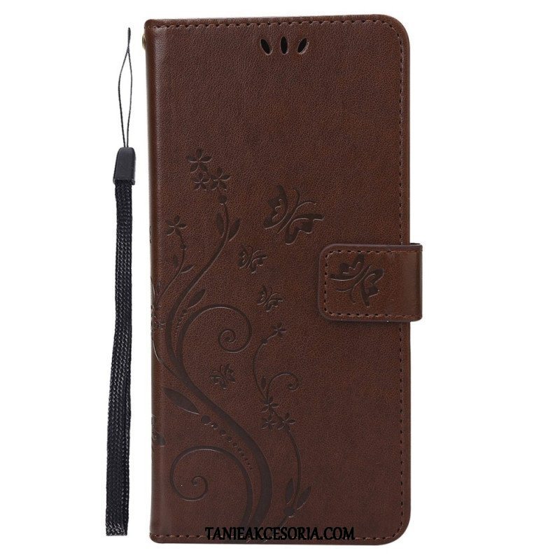 Etui Folio do Google Pixel 7 z Łańcuch Pasek Pro Flowers And Butterfly