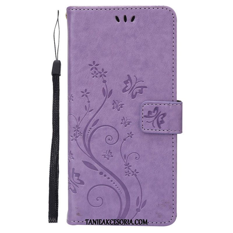 Etui Folio do Google Pixel 7 z Łańcuch Pasek Pro Flowers And Butterfly