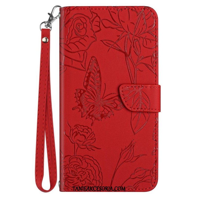 Etui Folio do Honor Magic 4 Lite 5G Motyle I Smycz