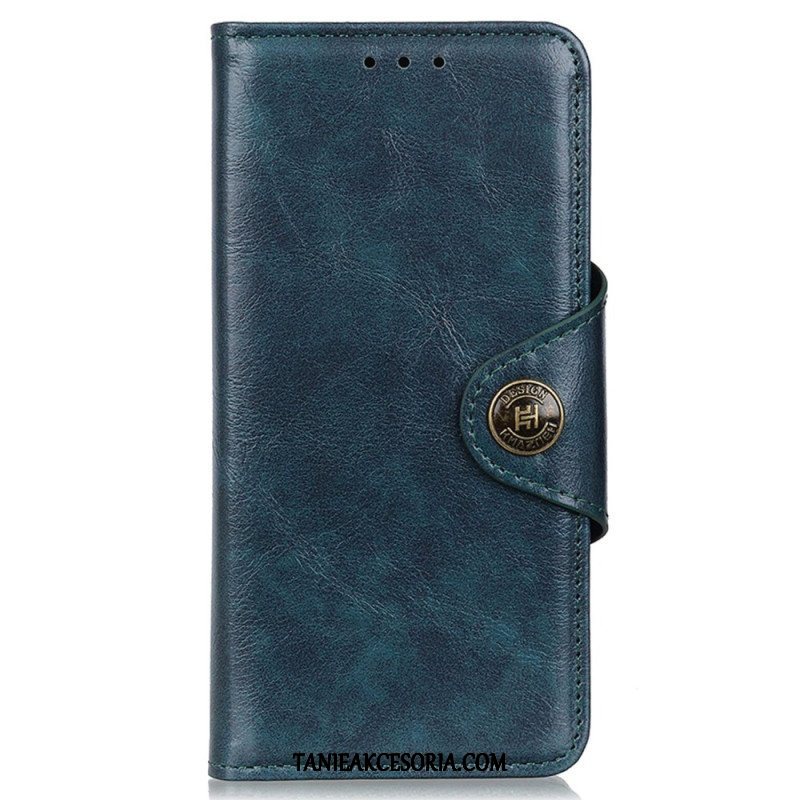 Etui Folio do Honor Magic 5 Lite Guzik Ze Sztucznej Skóry Lakierowanej