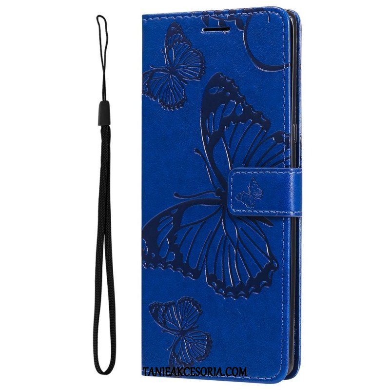 Etui Folio do Honor Magic 5 Lite z Łańcuch Gigantyczne Motyle Paskowe