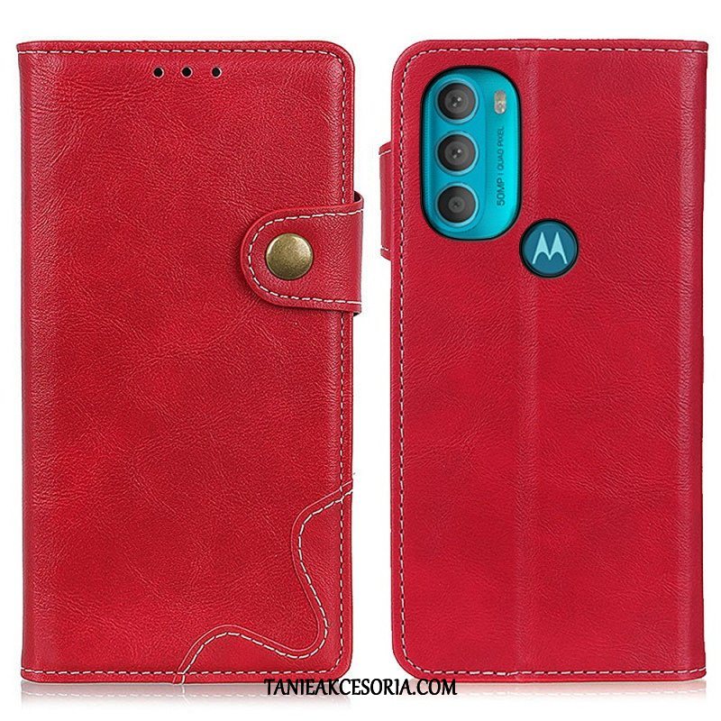 Etui Folio do Moto G71 5G Artystyczny Guzik Do Szycia