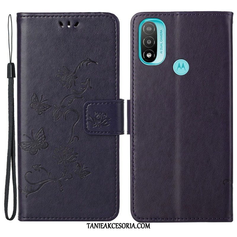 Etui Folio do Moto G71 5G Azjatyckie Motyle I Kwiaty