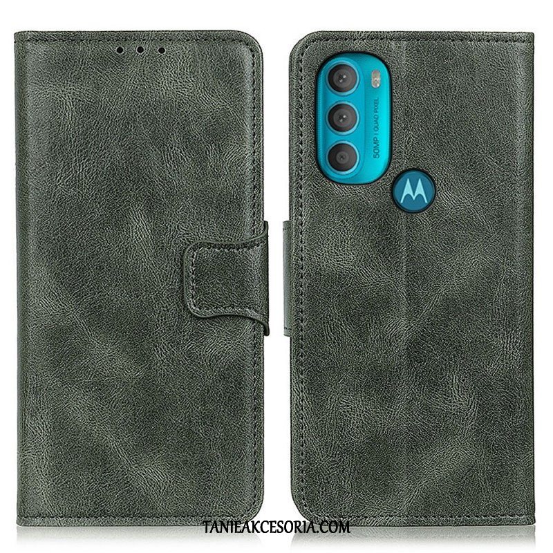 Etui Folio do Moto G71 5G Dwustronne Zapięcie Z Efektem Skóry