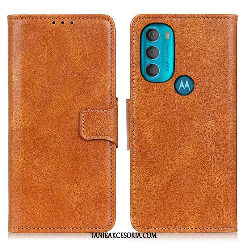 Etui Folio do Moto G71 5G Dwustronne Zapięcie Z Efektem Skóry