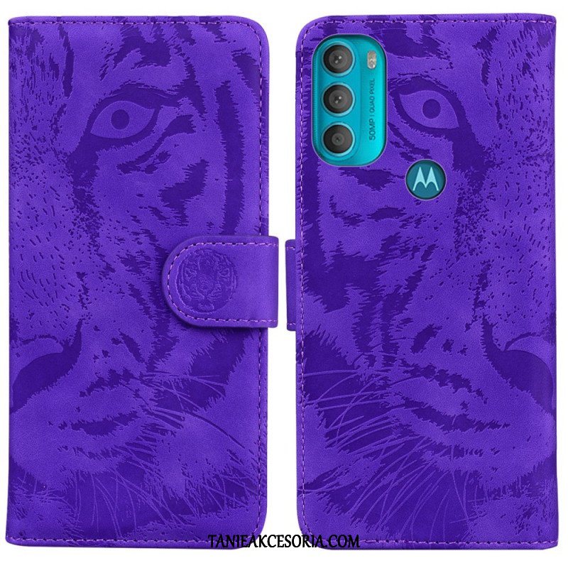 Etui Folio do Moto G71 5G Nadruk Twarzy Tygrysa