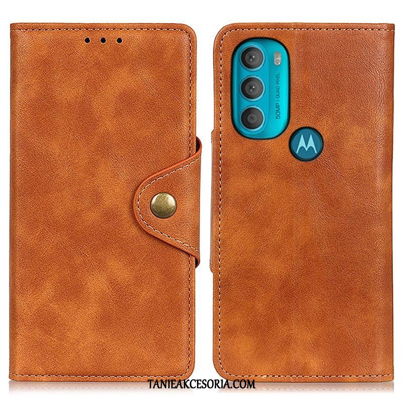 Etui Folio do Moto G71 5G Vintage Sztuczna Skóra I Guzik