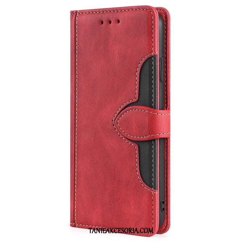 Etui Folio do Moto G73 5G Dwukolorowa Stylowa Sztuczna Skóra