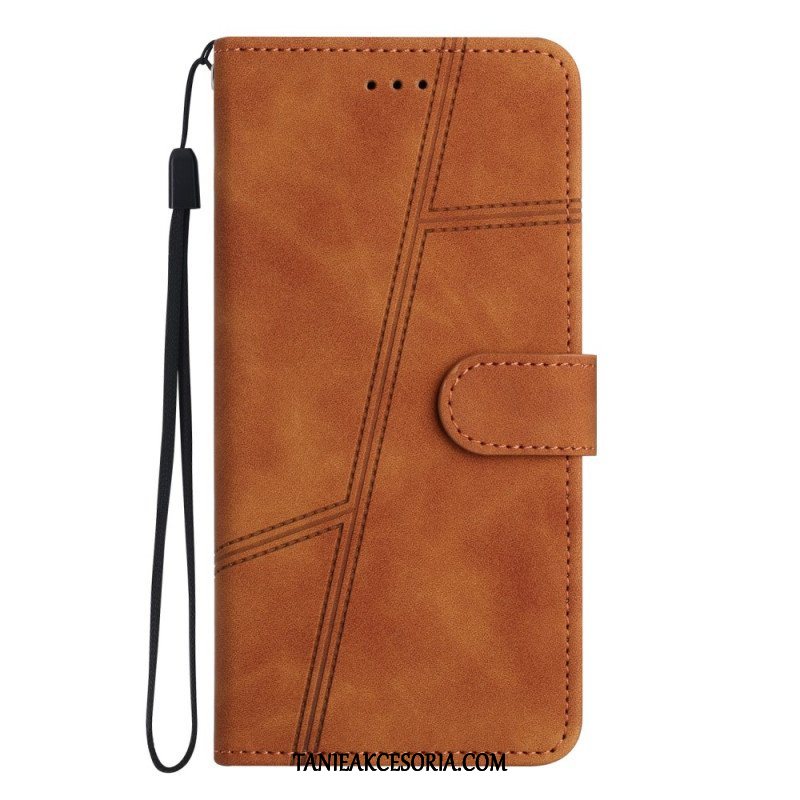 Etui Folio do Moto G73 5G z Łańcuch Linie Smyczy