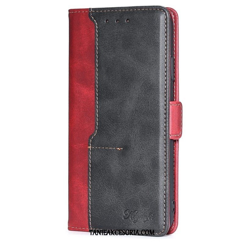 Etui Folio do OnePlus 10T 5G Dwukolorowy Efekt Skóry