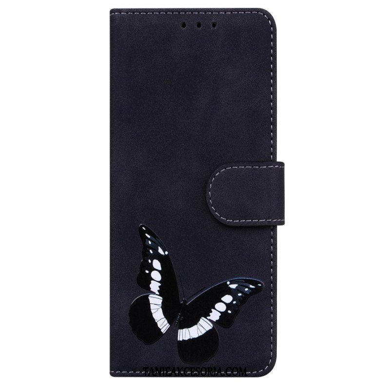 Etui Folio do OnePlus Nord 2 5G Motyl Dotykający Skóry