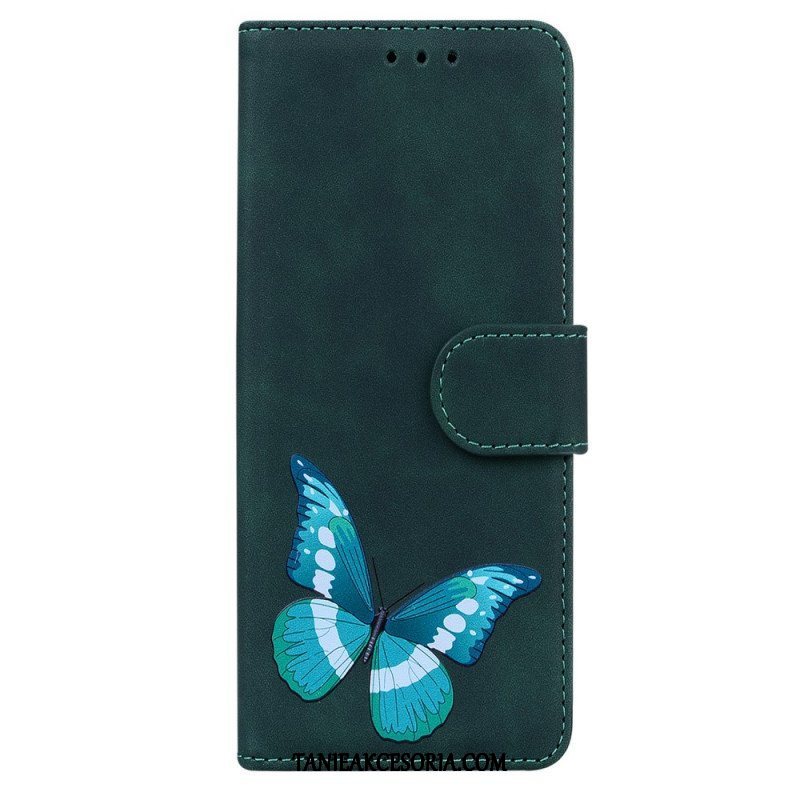 Etui Folio do OnePlus Nord 2 5G Motyl Dotykający Skóry