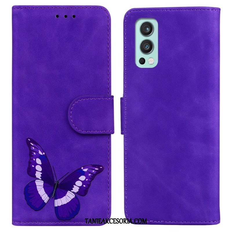 Etui Folio do OnePlus Nord 2 5G Motyl Dotykający Skóry