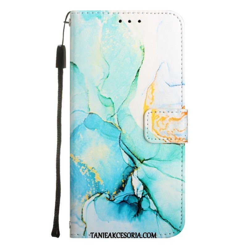 Etui Folio do OnePlus Nord 2T 5G z Łańcuch Pasek Marmuru