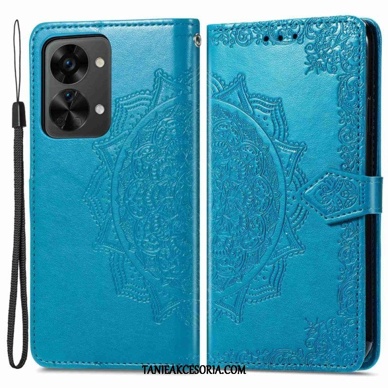 Etui Folio do OnePlus Nord 2T 5G z Łańcuch Uchwyt Na Kartę Z Paskiem Mandala