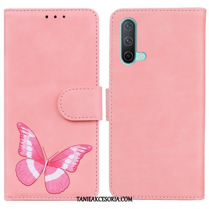 Etui Folio do OnePlus Nord CE 5G Motyl Dotykający Skóry