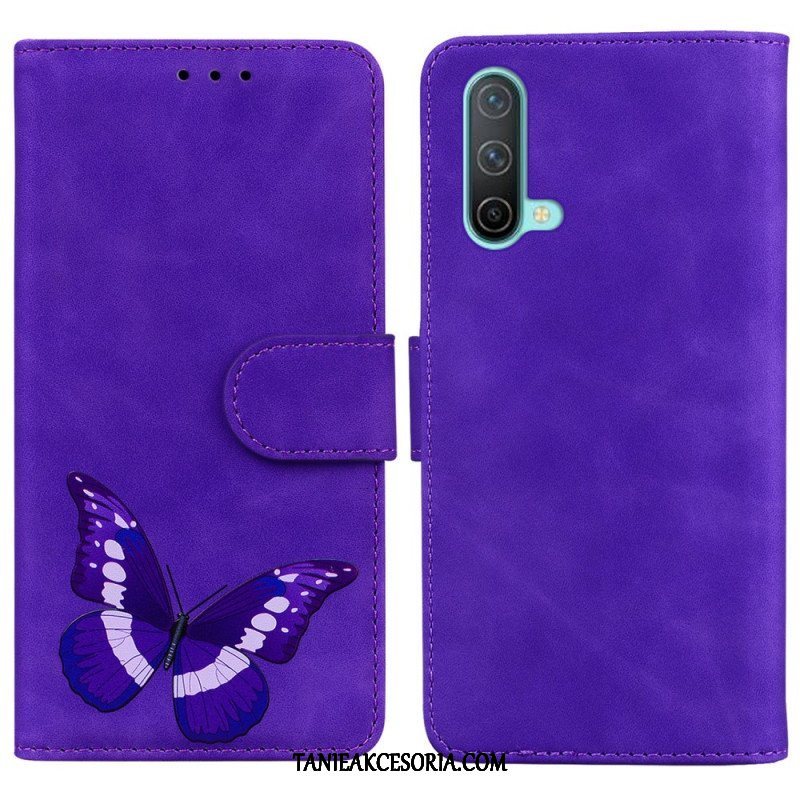 Etui Folio do OnePlus Nord CE 5G Motyl Dotykający Skóry