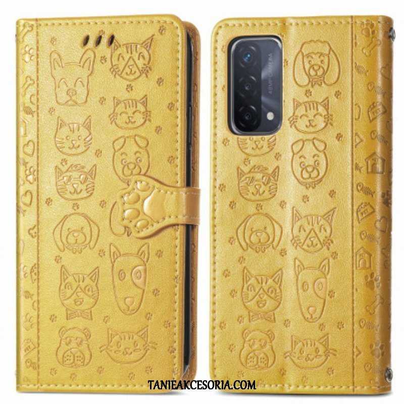 Etui Folio do Oppo A54 5G / A74 5G Animowane Zwierzęta