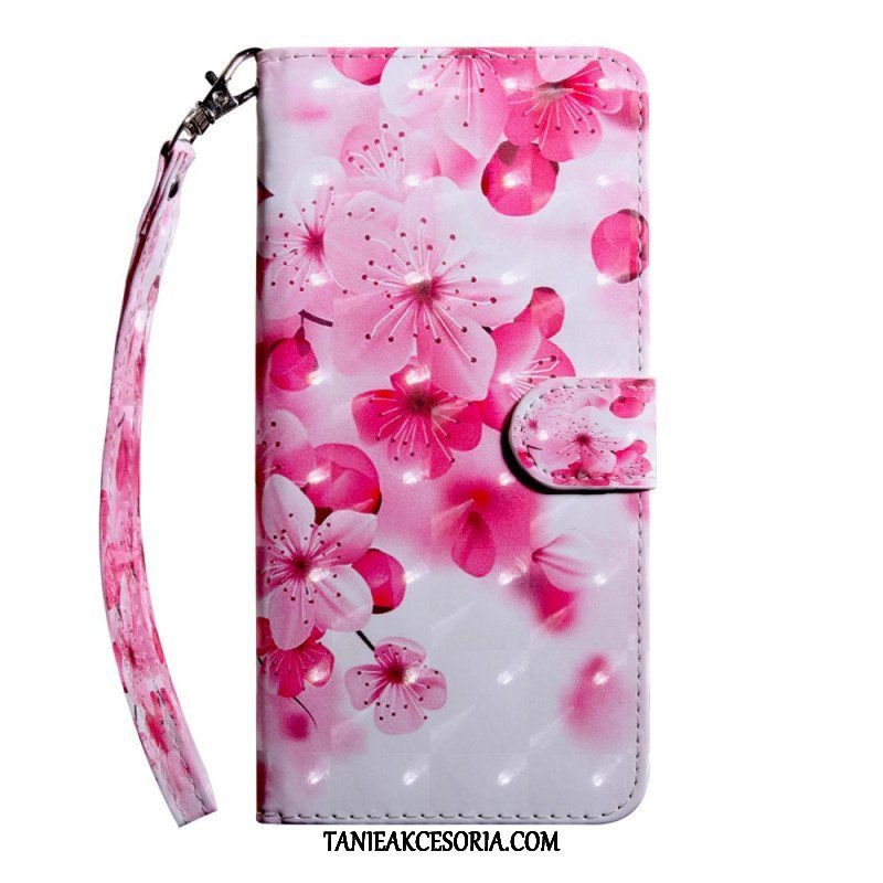 Etui Folio do Oppo A54 5G / A74 5G Kwiaty Z Smyczą