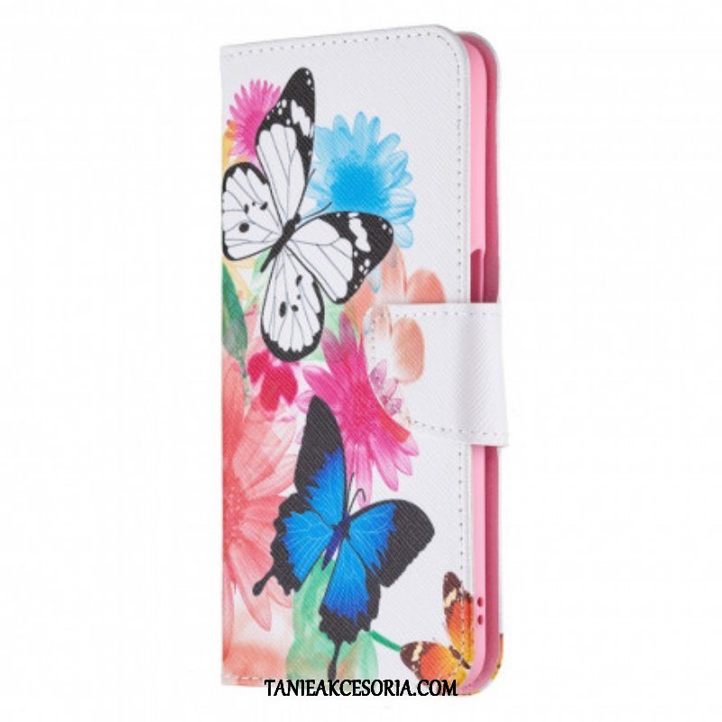 Etui Folio do Oppo A54 5G / A74 5G Malowane Motyle I Kwiaty