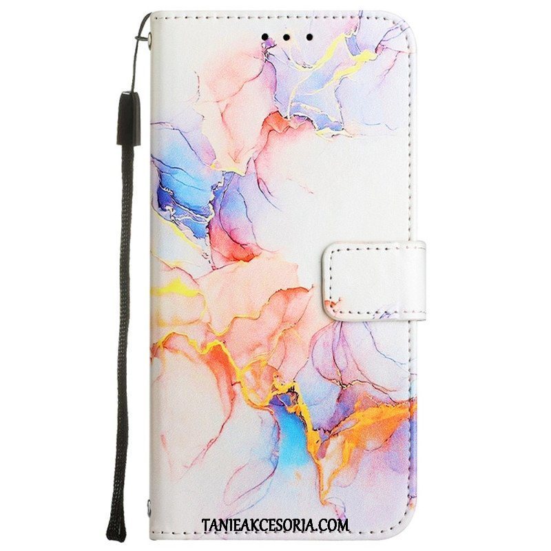 Etui Folio do Oppo A54 5G / A74 5G Marmur Ze Smyczą