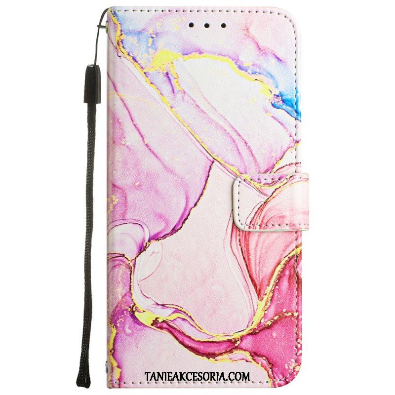 Etui Folio do Oppo A54 5G / A74 5G Marmur Ze Smyczą