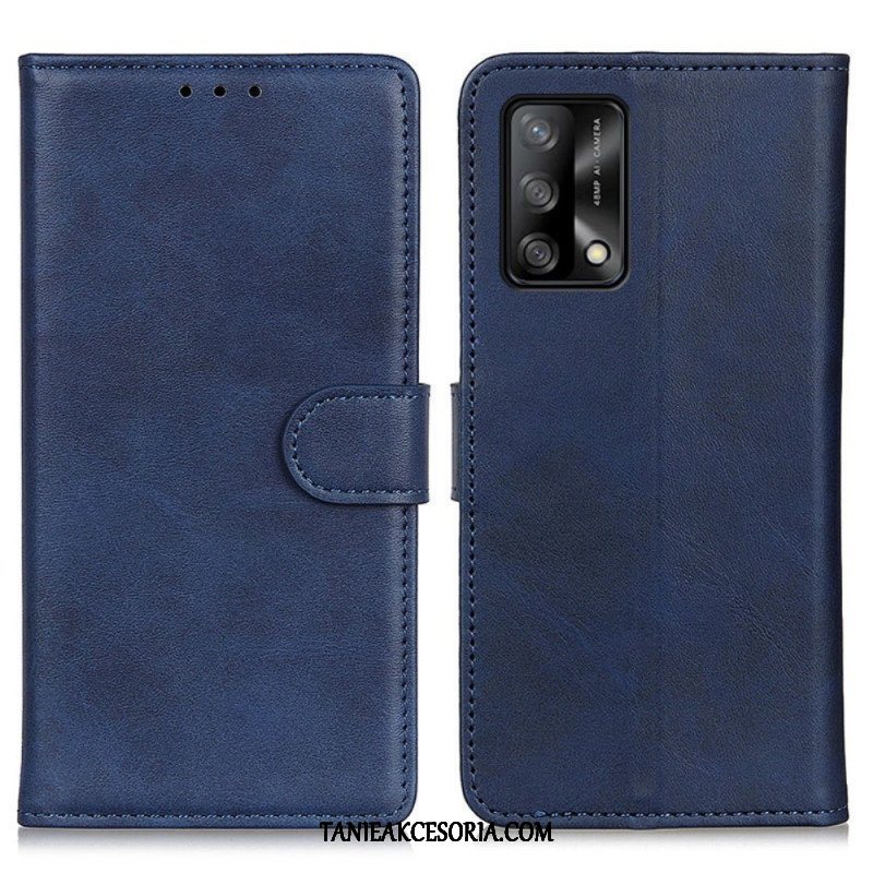 Etui Folio do Oppo A74 4G Efekt Matowej Skóry W Stylu Retro