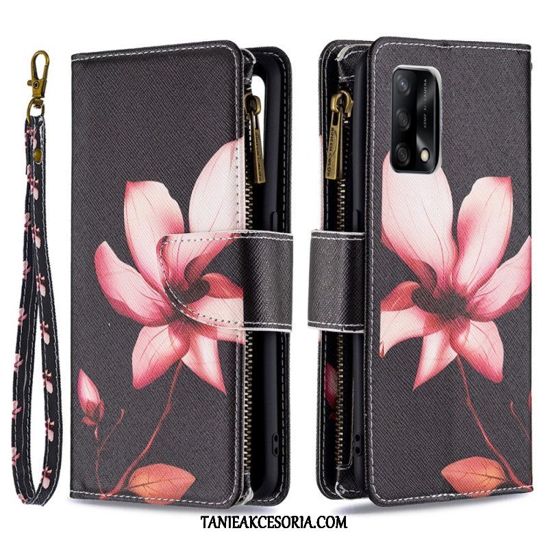 Etui Folio do Oppo A74 4G Kieszonka Zapinana Na Zamek W Kwiaty