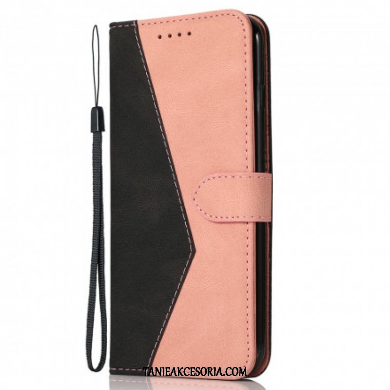 Etui Folio do Oppo A94 5G Dwukolorowa Trójkątna Sztuczna Skóra