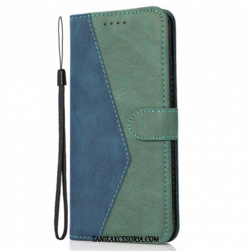 Etui Folio do Oppo A94 5G Dwukolorowa Trójkątna Sztuczna Skóra