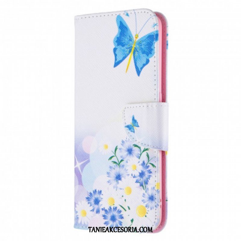 Etui Folio do Oppo A94 5G Malowane Motyle I Kwiaty