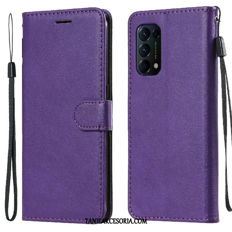 Etui Folio do Oppo Find X3 Lite z Łańcuch Efekt Skórzanego Paska