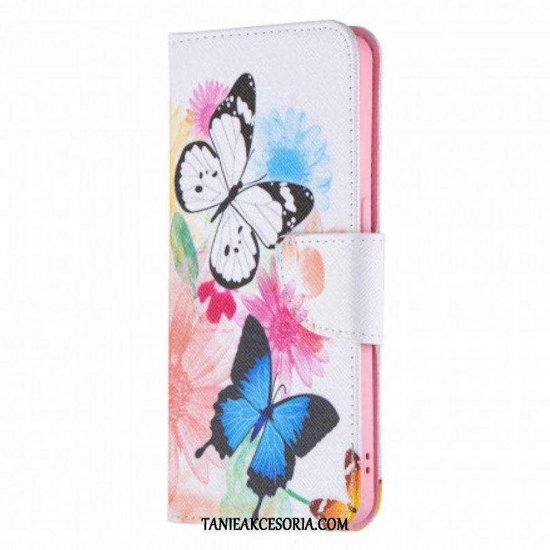 Etui Folio do Oppo Reno 6 5G Malowane Motyle I Kwiaty