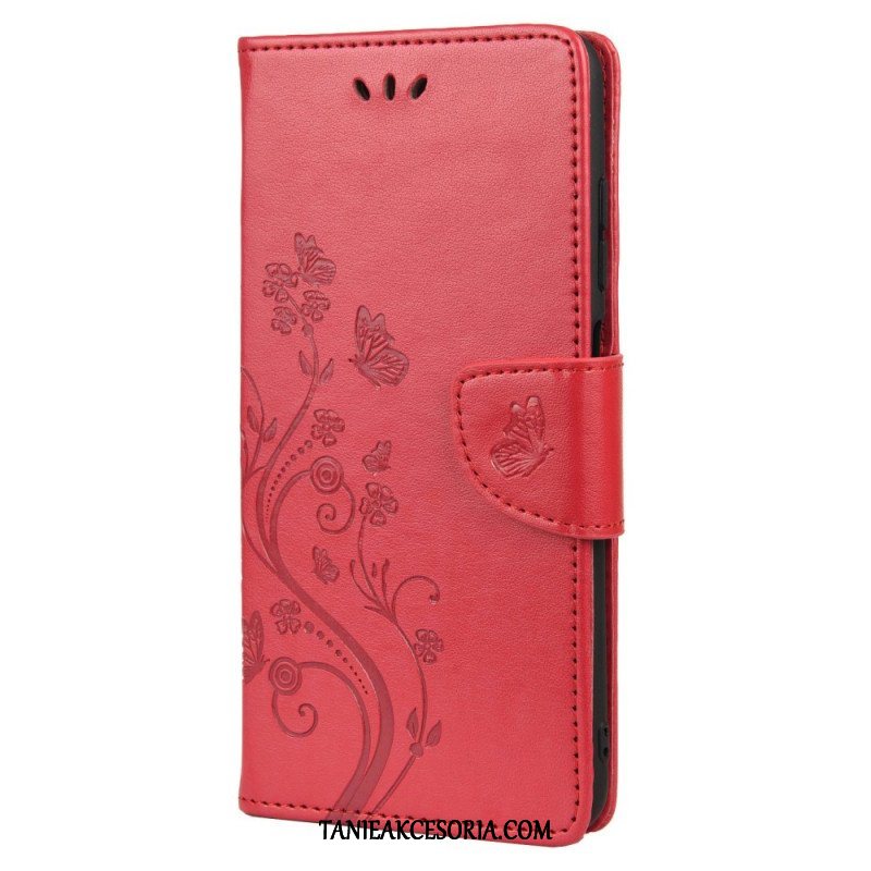 Etui Folio do Oppo Reno 6 5G Motyle I Kwiaty