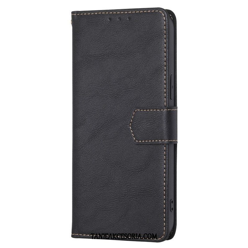 Etui Folio do Oppo Reno 8 Garbowana Sztuczna Skóra