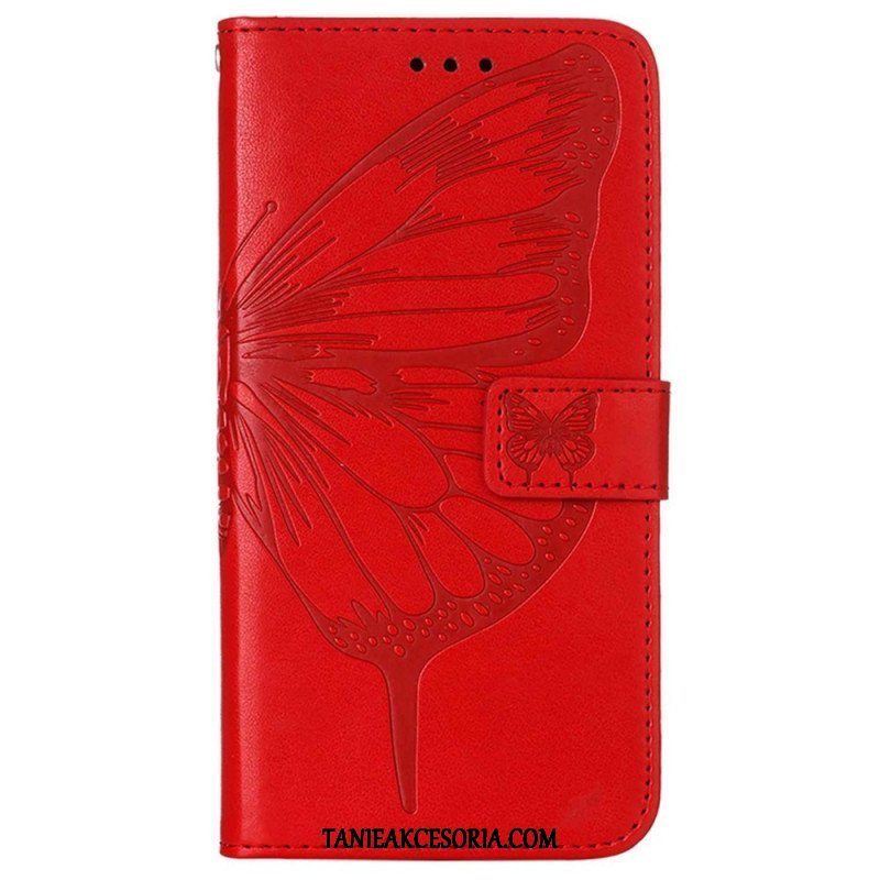 Etui Folio do Oppo Reno 8 Pro z Łańcuch Barokowy Motyl Z Paskami