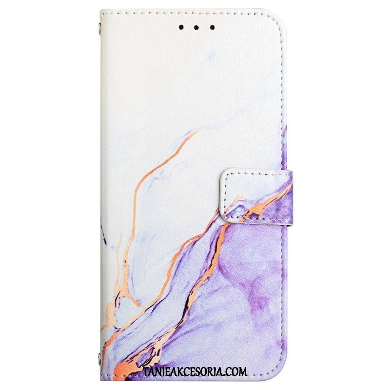 Etui Folio do Oppo Reno 8 Pro z Łańcuch Pasek Marmuru