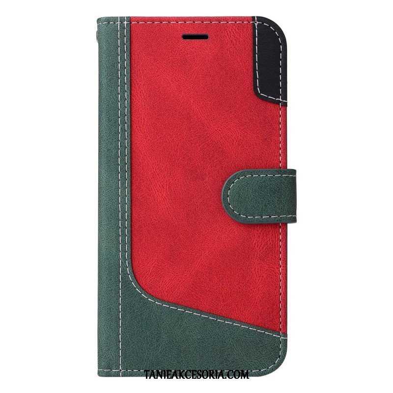 Etui Folio do Oppo Reno 8 z Łańcuch Trójkolorowy Pasek