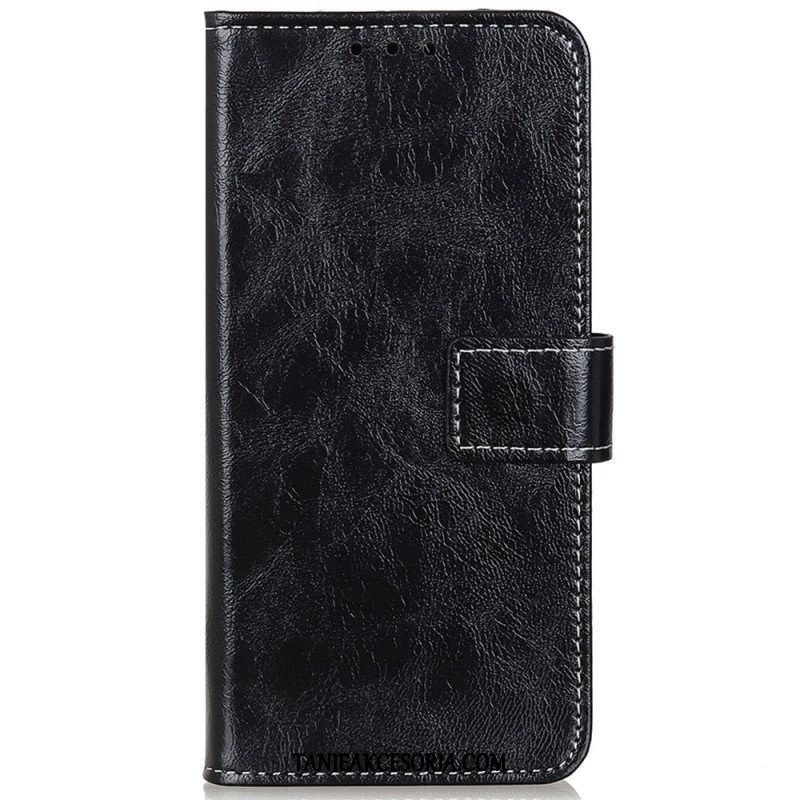 Etui Folio do Poco M4 5G Lakierowana Z Widocznymi Szwami