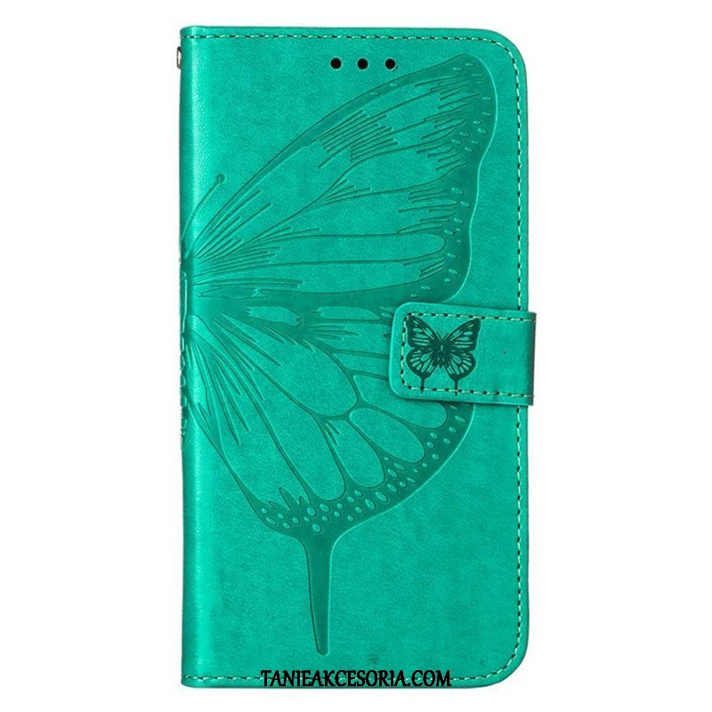 Etui Folio do Poco X4 GT z Łańcuch Motyl W Paski