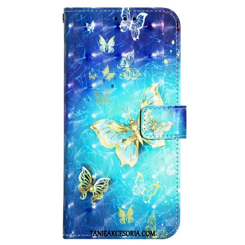 Etui Folio do Poco X4 Pro 5G z Łańcuch Lot Motyli W Smyczy