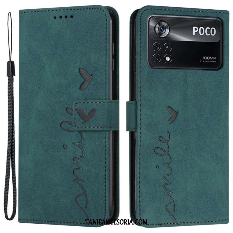 Etui Folio do Poco X4 Pro 5G z Łańcuch Pasiasty Uśmiech